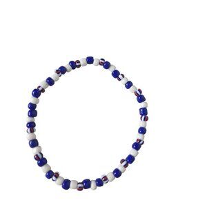 Handmade Beaded USA Flag Bracelet Red White Blue
